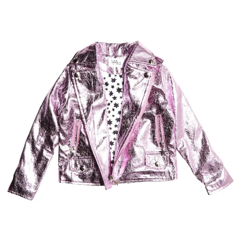 women’s rain jackets outerwearMETALLIC FOIL MOTO JACKET