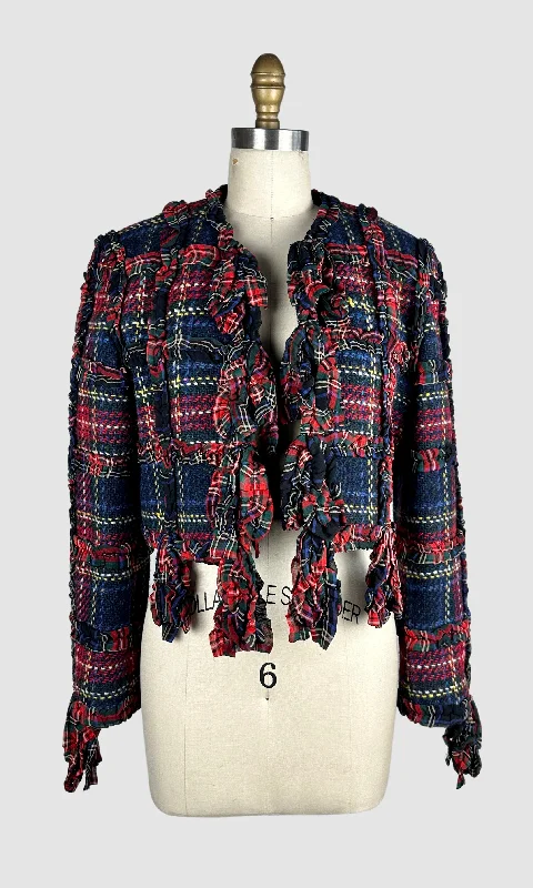 elegant women’s winter jacketsMOSCHINO CHEAP & CHIC 90s Cropped Wool Tweed Tartan Jacket • Small