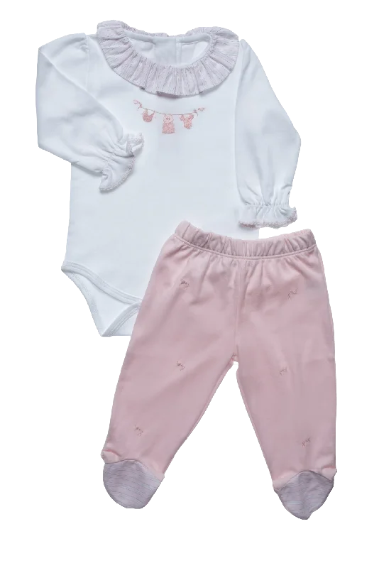 Summer vacation sets Baby Clothesline Ruffle Collar Pima Body and Pants