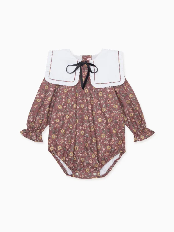 Cozy sweater sets Burgundy Floral Laura Baby Girl Romper