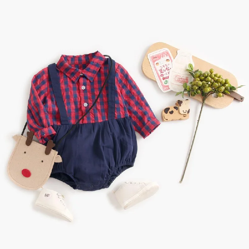 outdoor cold-weather outerwearCasual Plaid Baby Boys Bodysuit