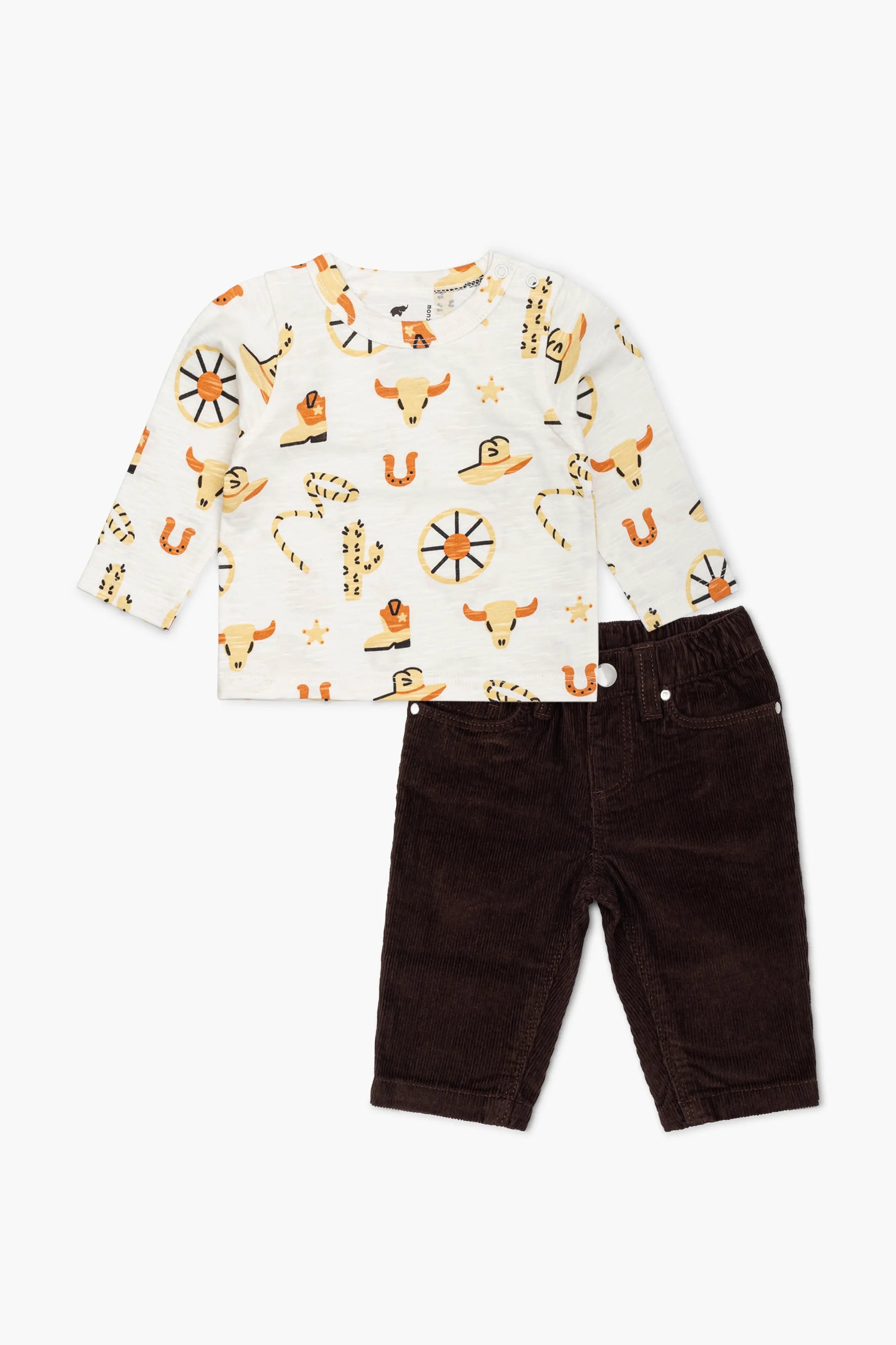 Trendy cozy sets SALE - Printed Tee Corduroy Pant Bundle_Giddy Up