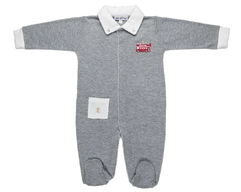 Minimalist outfit sets Baby London Bus Open Front Pima Jumpsuit