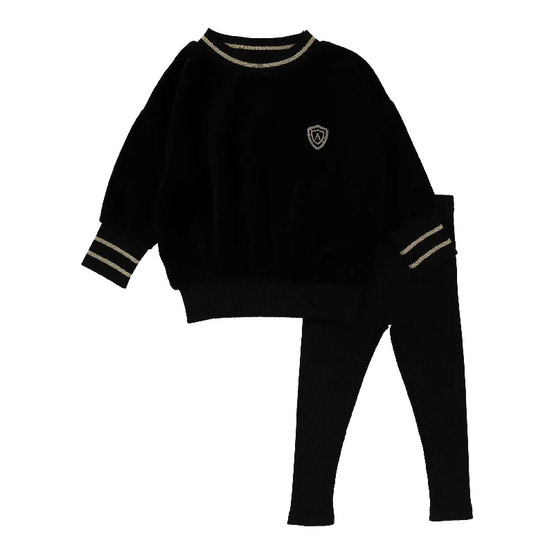 Cute boho sets Analogie By Lil Legs Velour Boys Set Black