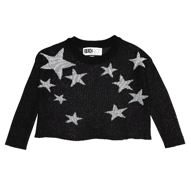 warm women’s outerwearSTARS SHIMMER METALLIC SWEATSHIRT