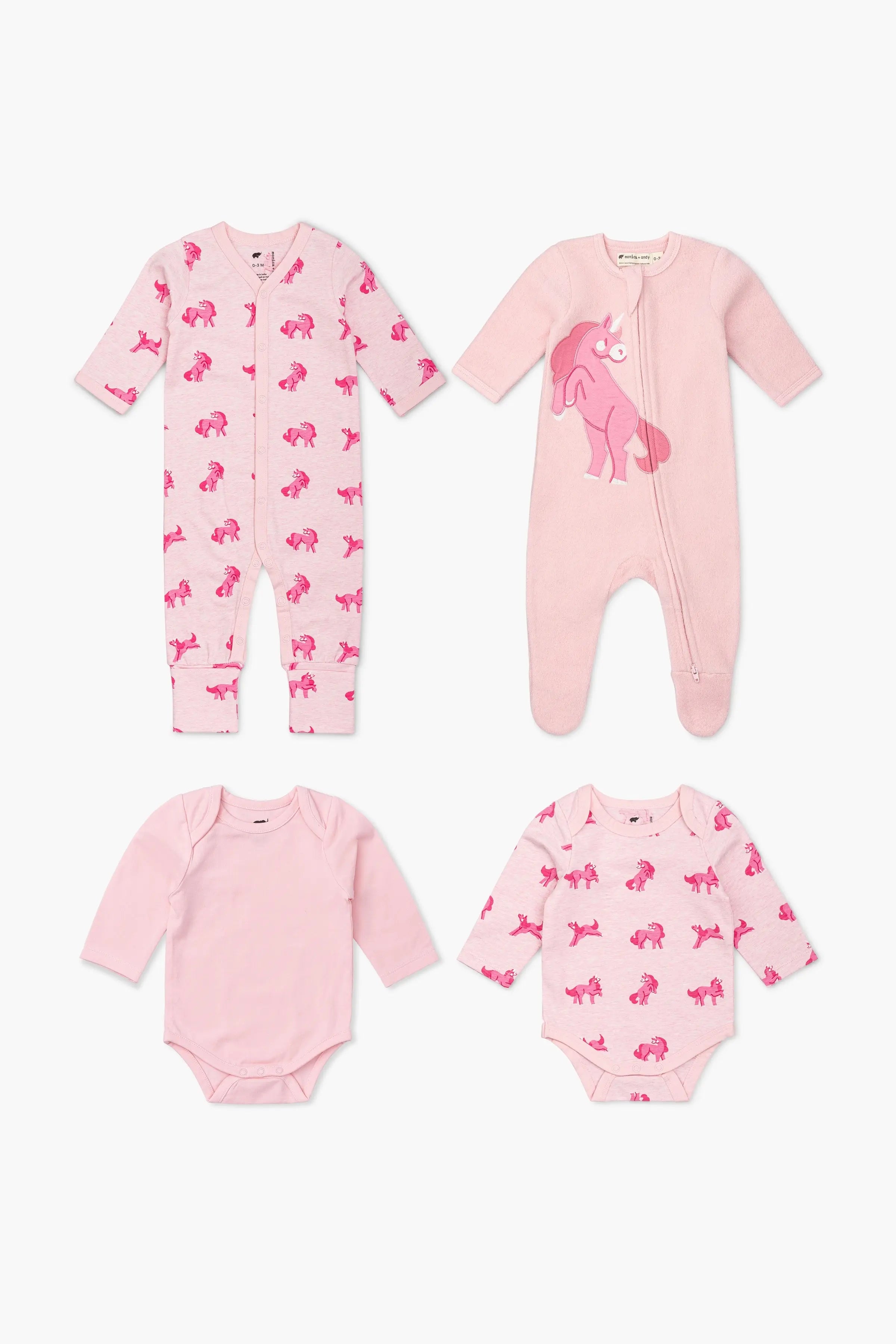 Bright color sets SALE - Essential Baby Zipper Bundle_Pink Unicorns