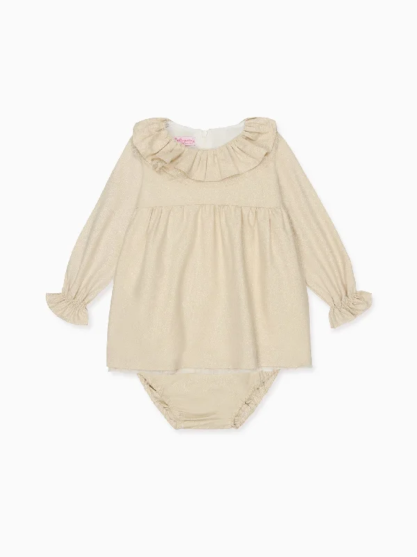 Trendy high-waisted sets Gold Otillie Baby Girl Set