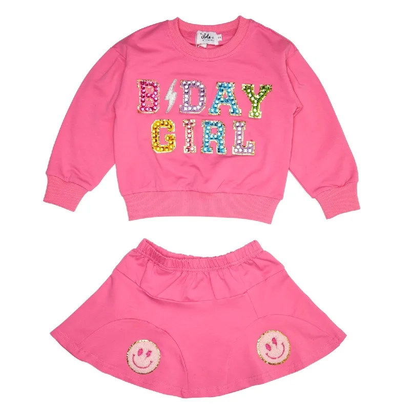 cozy and insulated outerwearBDAY GIRL SWEATSHIRT AND SKIRT SET