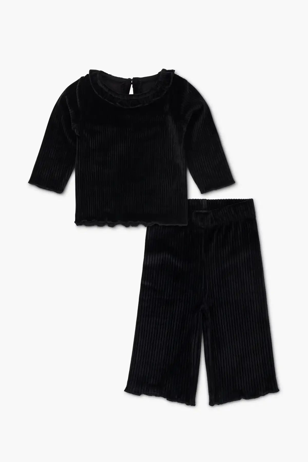 Simple and stylish sets Ribbed Velour Sweatsuit_Black