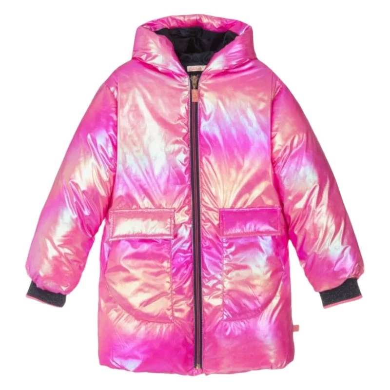 women’s outdoor sports outerwearIRIDESCENT MINI HEARTS HOODED PUFFER JACKET