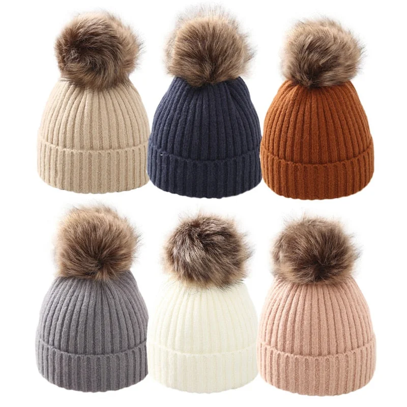 elegant outerwear jacketsPompom Winter Baby Beanie Hat