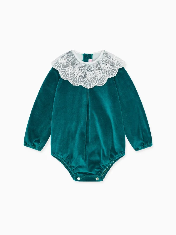 Comfy casual sets Emerald Lucia Velvet Baby Girl Romper