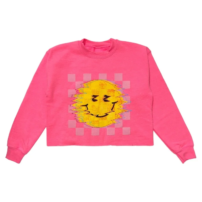 women’s premium outerwearKINETIC HAPPY FACE CROP SWEATSHIRT