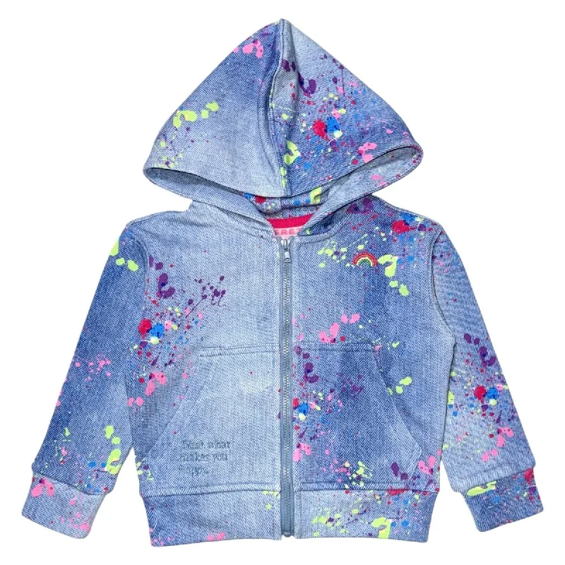 warm and cozy outerwear jacketsSPLATTER DENIM ZIP UP HOODIE