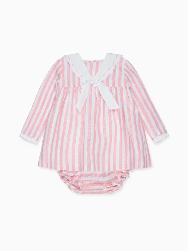 Comfortable knitwear sets Pink Stripe Aranda Baby Girl Set