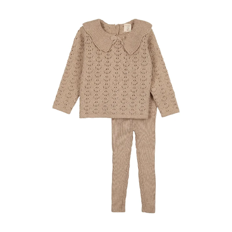 Comfortable weekend sets Analogie By Lil Legs Girls Knit Set Oatmeal