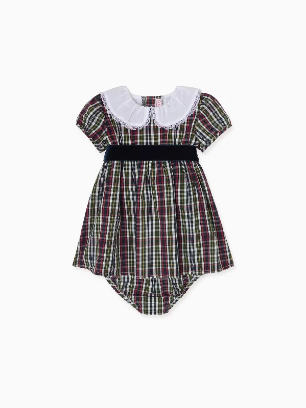 Affordable summer sets Navy Tartan Alicia Baby Girl Set