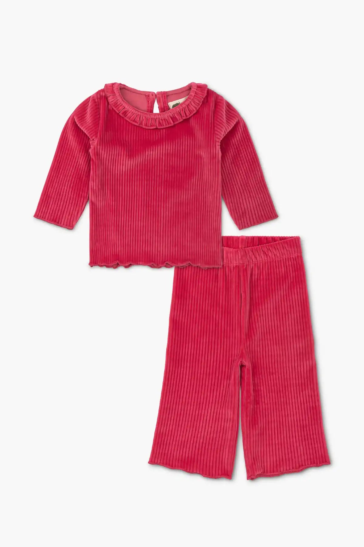 Fashionable casual sets Ribbed Velour Sweatsuit_Bright Pink