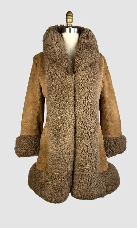 affordable outerwear jacketsPENNY LANE 70s Suede and Faux Fur Coat • Small