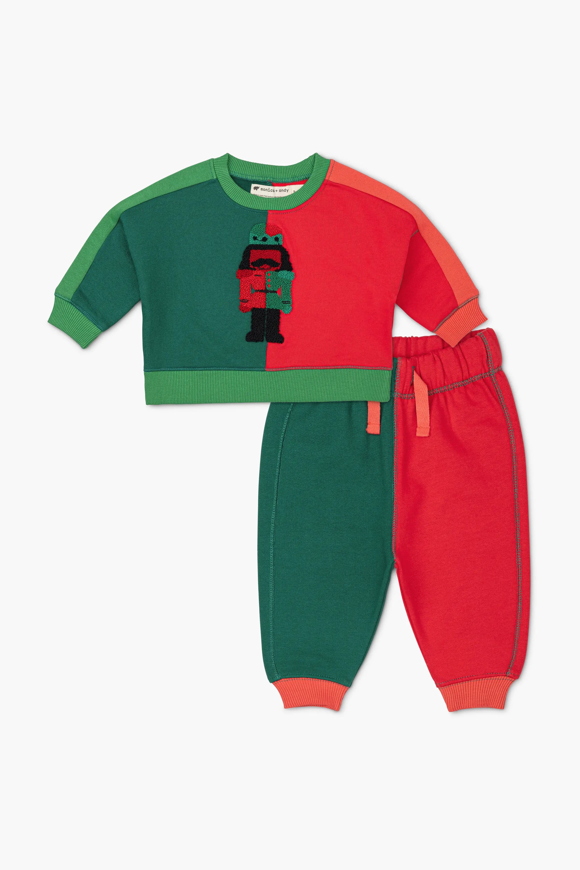 Comfortable clothing sets Sporty Sweatsuit Bundle_Red + Green Nutcracker