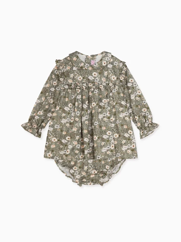 Relaxed street style sets Sage Floral Cecilia Baby Girl Set