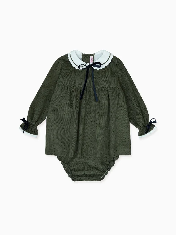 Cozy work outfit sets Olive Polka Dot Arabella Baby Girl Set