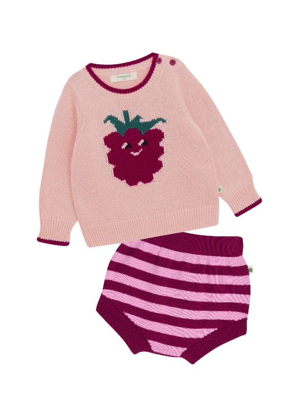 Soft sweater sets Knit Raspberry Bloomers Set