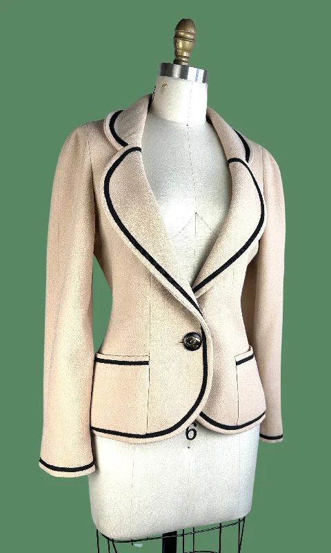 casual outerwear for womenCOCO CHANEL Boutique Vintage 90s Ivory Jacket • Small