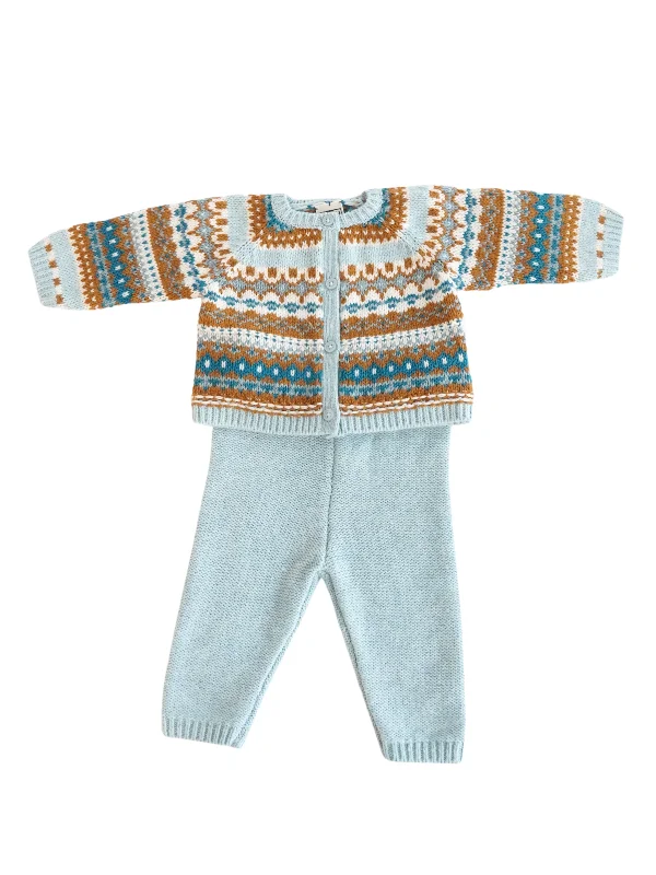 Denim outfit sets Blue Fairisle Knit Baby Set