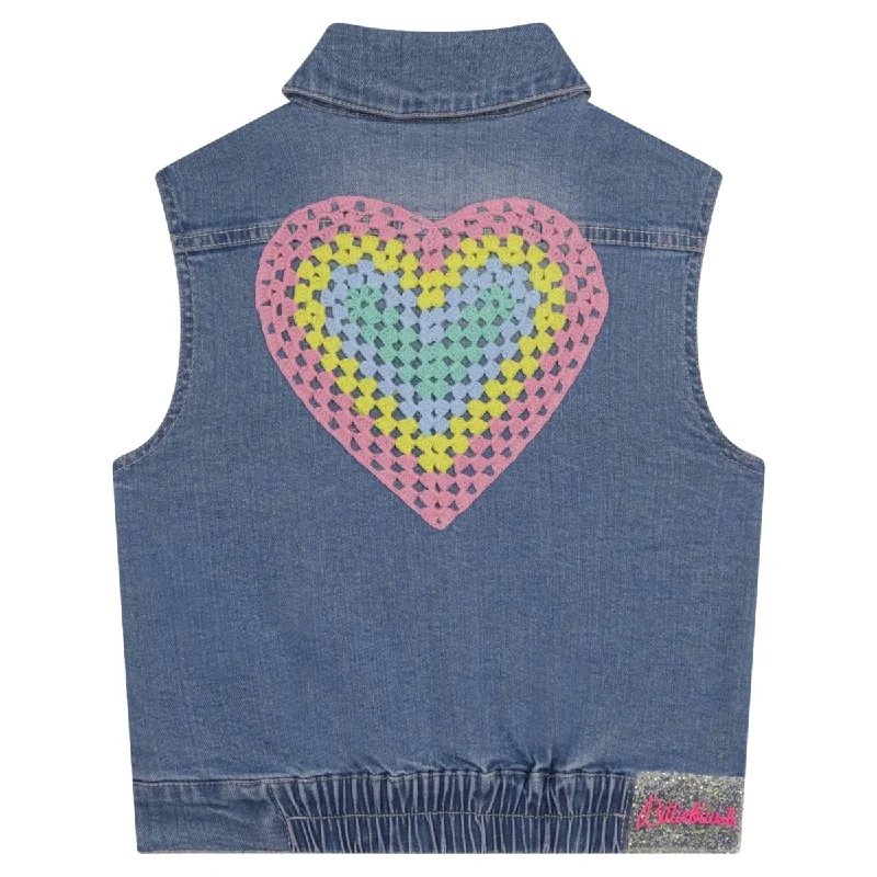 practical coats and outerwearCROCHET HEART DENIM VEST