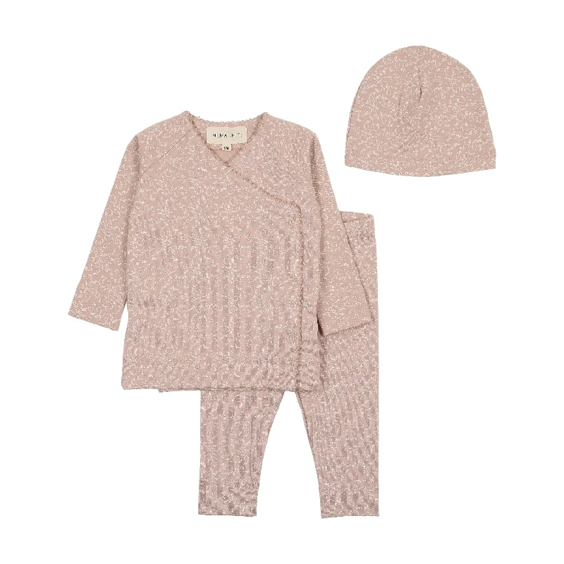 Sweet outfit sets Mema Knits Dusty Pink / White Fruit Print Two Piece Set