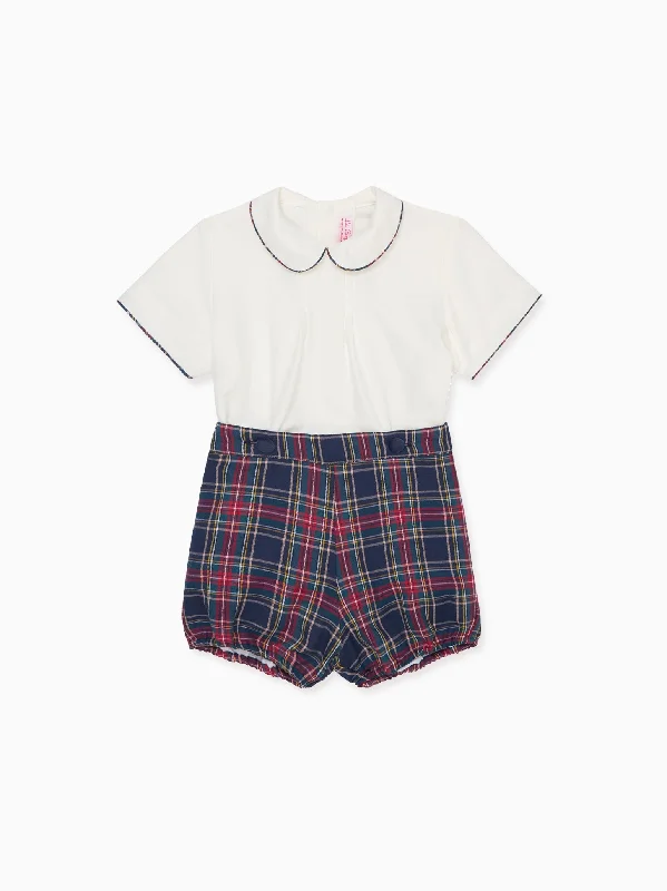 Elegant trendy sets Navy Tartan Pablo Baby Boy Set