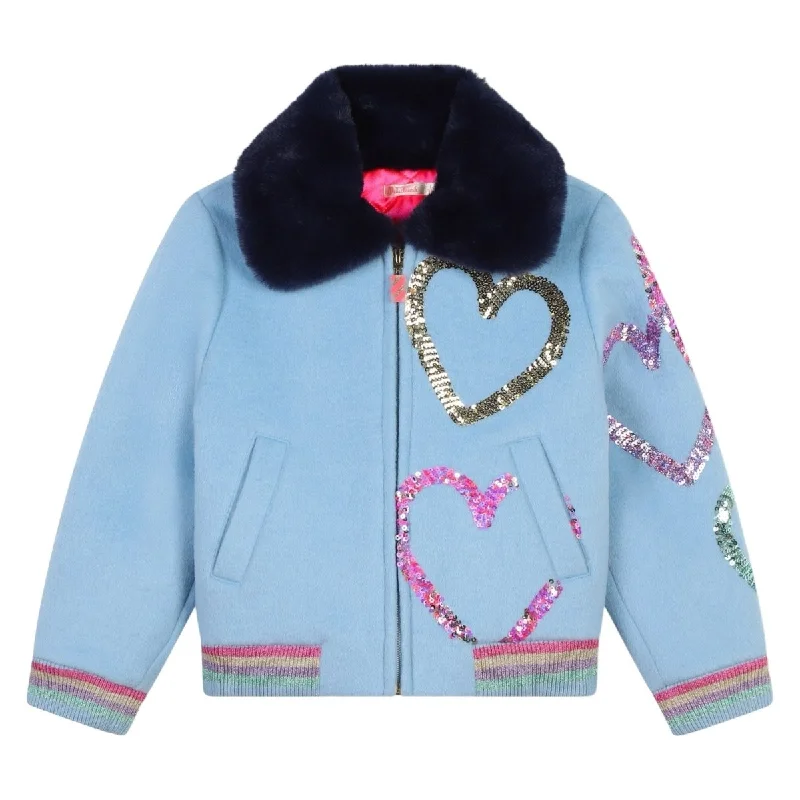 versatile coats and outerwearSEQUIN HEARTS FAUX FUR COLLAR JACKET