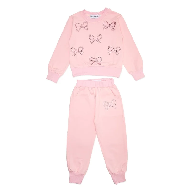 stylish active outerwear for womenSCARLETT CRYSTAL BOW SWEATSHIRT AND SWEATPANTS SET