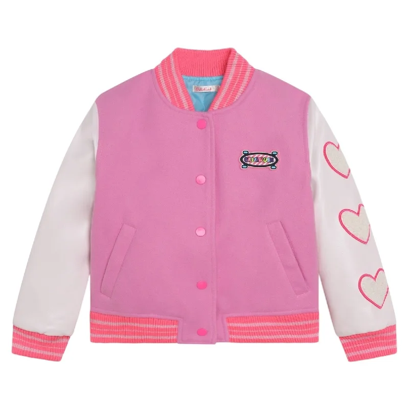 lightweight winter outerwearHEARTS PLEATHER VARSITY JACKET