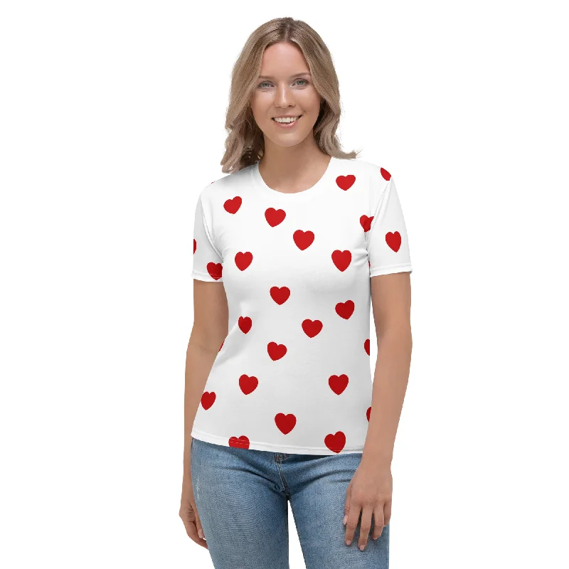 leggings for hot weather sports Red Hearts T-shirt