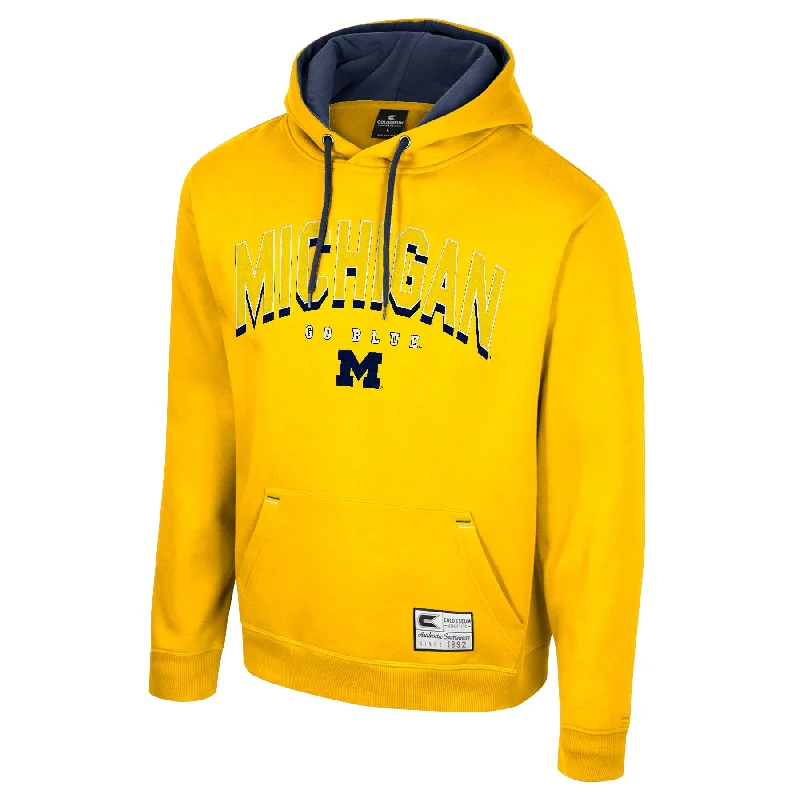 Loose Women's Blouse Top Michigan Wolverines Adult Colosseum Gold Sweatshirt Hoodie