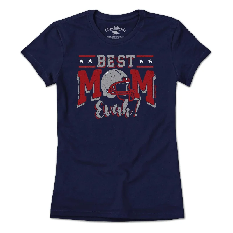 warm weather T-Shirts women Best Mom Evah Football T-Shirt