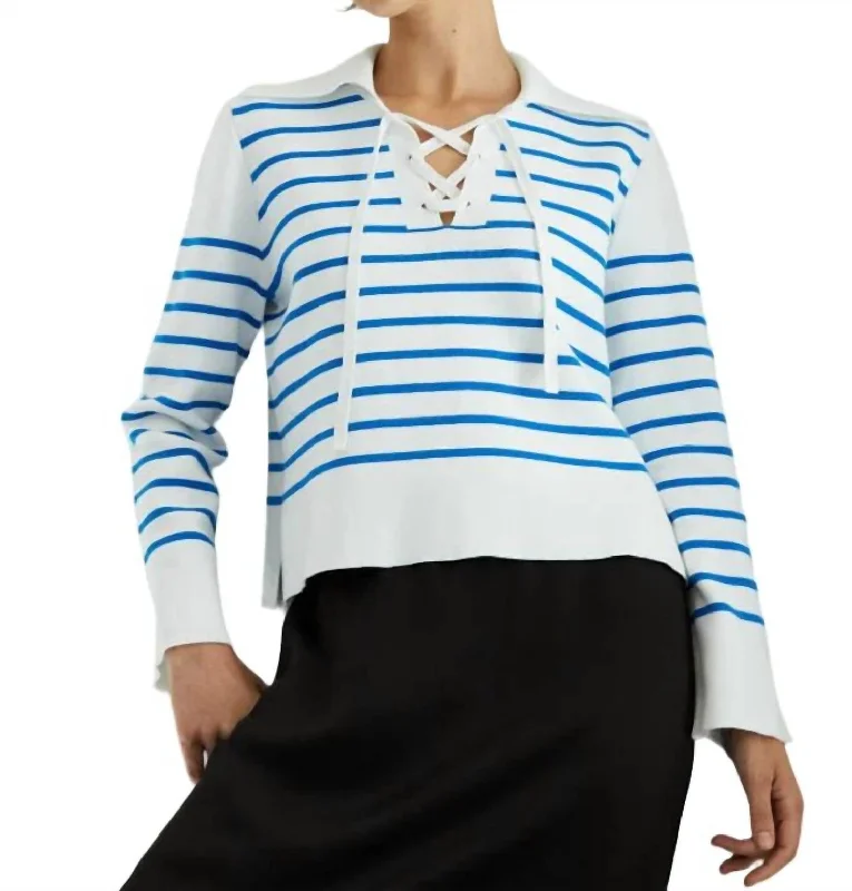 Chic long-sleeve sweaters Milano Breton Stripe Sweater In Bleach Blue