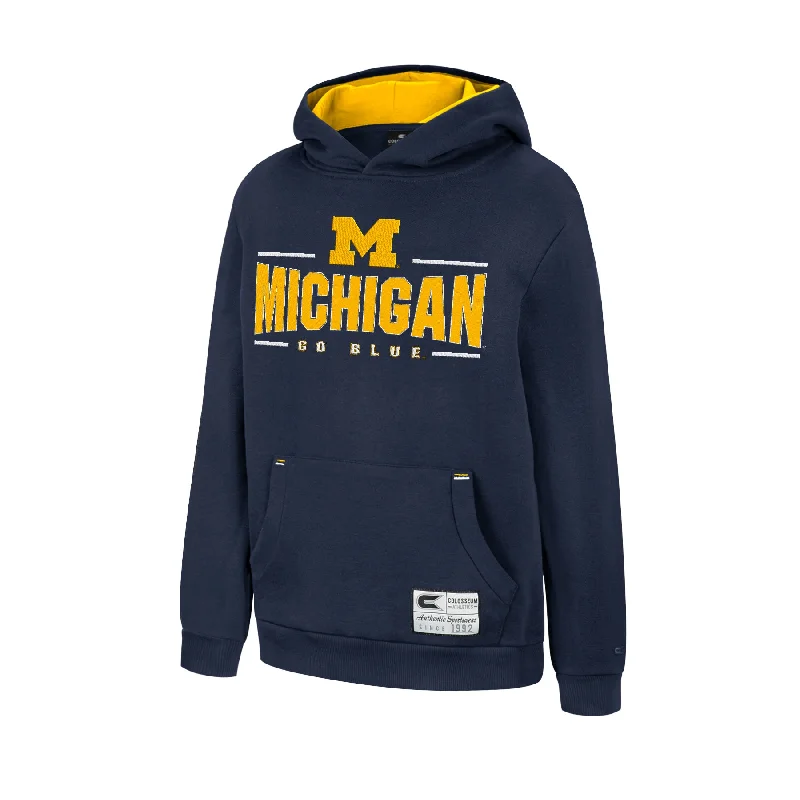 Bohemian Women's Top Michigan Wolverines Youth Navy Colosseum Sweatshirt Hoodie