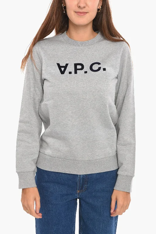 Textured knit sweater tunics A.P.C. Brushed-cotton Crewneck Sweatshirt with Logo Xs Standard size