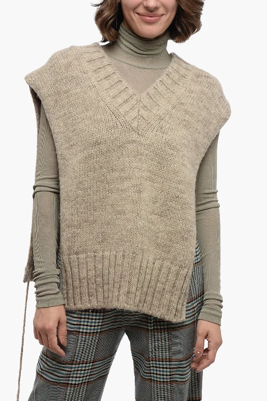 Versatile sweater blouses Maison Margiela MM4 Alpaca Wool Stole with Side Slits S Standard size