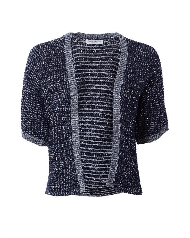 Knitted sweater vests Women Open Tweed Cardigan In Navy