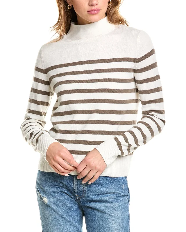 Feminine turtleneck sweaters Vince Brenton Stripe Turtleneck Wool & Cashmere-Blend Pullover