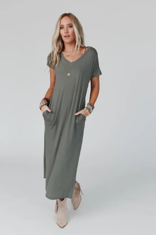 business casual dresses & jumpsuits Call It Comfort Tee Dress - Sage