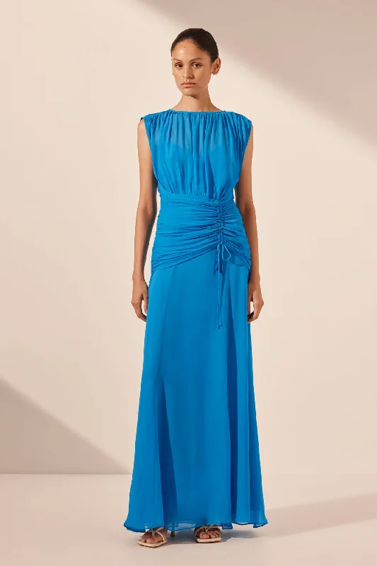 party jumpsuits & dresses AMINA HIGH NECK MAXI DRESS - AQUA