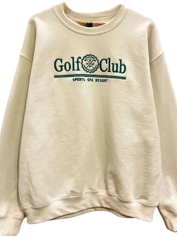 Chic sweater ponchos Women's Embroidered Golf Club Sweatshirt In Beige