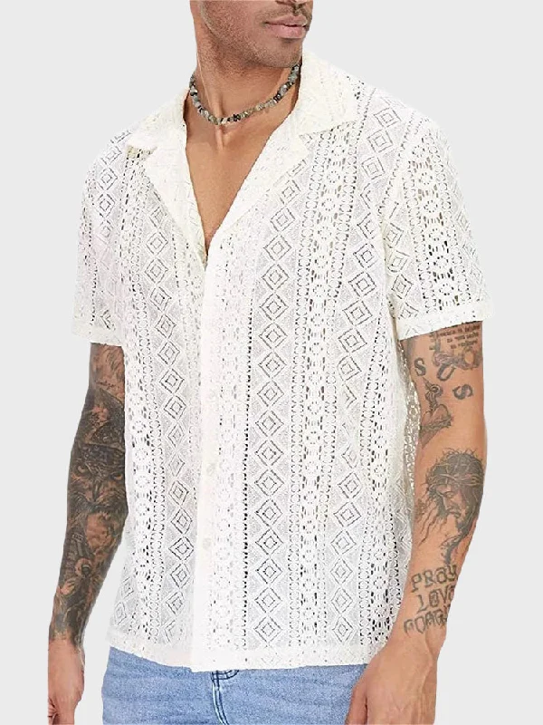 Soft Sleeve Women's Top Transpare Lace Men's Summer Shirt