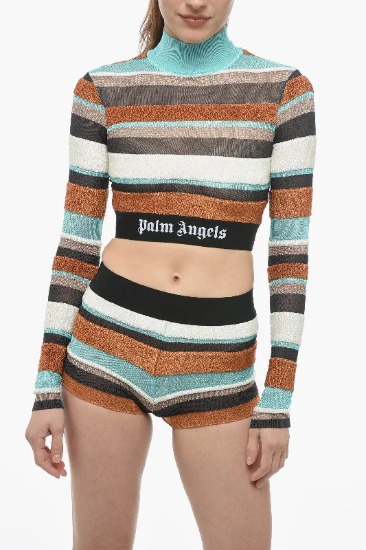 Eco-conscious knitted sweaters Palm Angels Multicolor Striped Lurex Turtleneck Sweater Xs Standard size