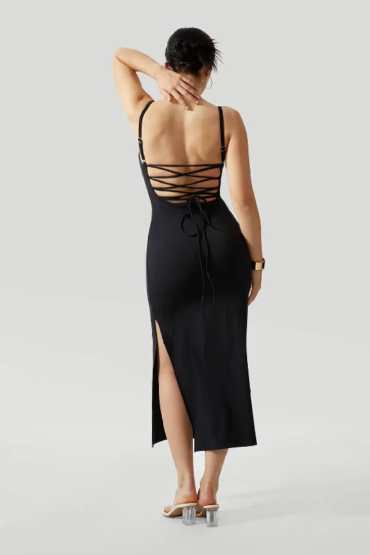 color block jumpsuits & dresses Sexy Backless Crossed Strappy Dress With Built-In Shapewear